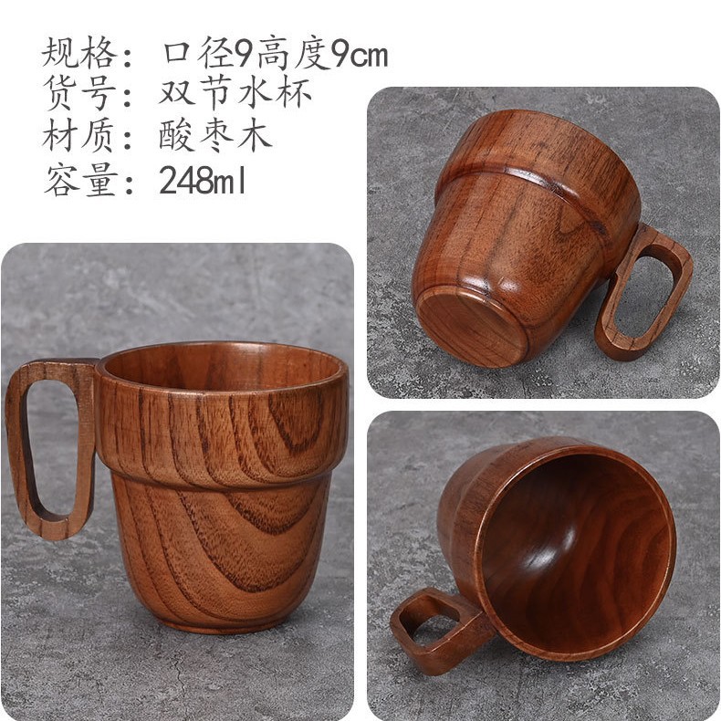 Zhenbaomu madera grande taza de agua retro creativo taza de madera taza de gran capacidad en stock gran cantidad descuento