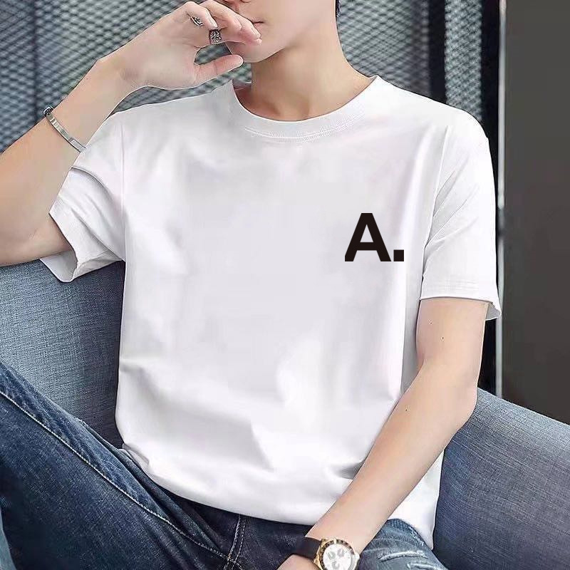 2023 Summer new Korean men's loose cotton short sleeve T-shirt round neck printed bottoming shirt stall wholesale