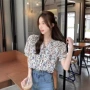 显瘦气质碎花v领衬衫