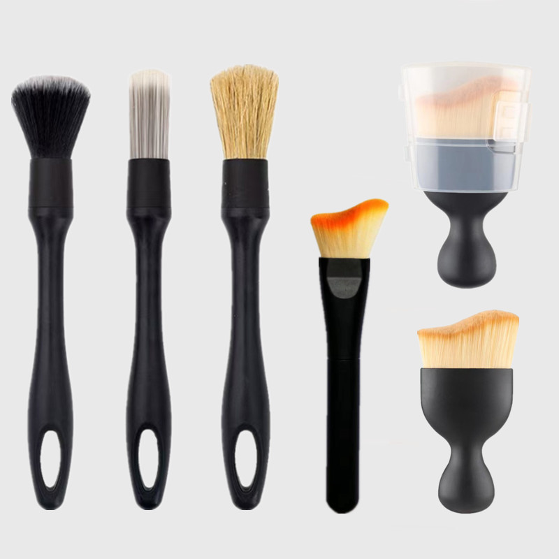 Cross-Border Car Detailing Brush Set Soft Bristle Interior Cleaning Brush with Replaceable Brush Heads Car Wash Tool Brush Set