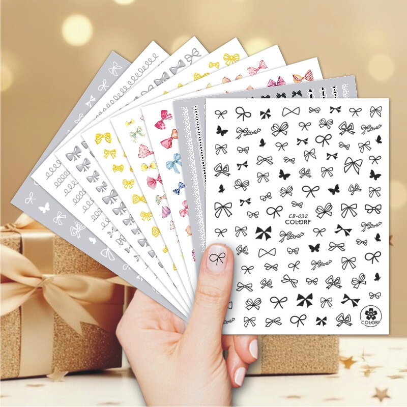 Cross-Border Foreign Trade Hot-Selling Product Cacb Simulated 3D Nail Stickers Black Nail Bows Gold Lace Wholesale Cross-Border Foreign Trade Hot-Selling Product Cacb Simulated 3D Nail Stickers Black Nail Bows Gold Lace Wholesale