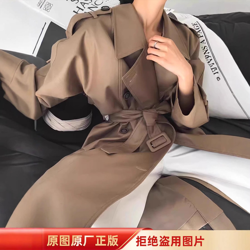 Korean-Style Double-Breasted Classic Trench Coat with a High-End Feel, British Style, Versatile for Commuting, Mid-Length Women's Coat, New Model 26