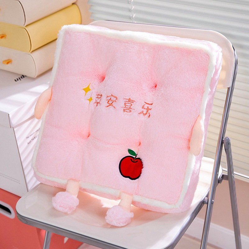 Círculos animados de seda de cabello de conejo espeso asiento cojín de cojín