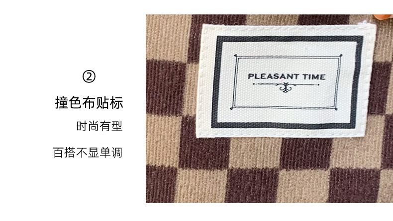 11261 Corduroy checkered hand-held bento Bag, ins Artistic Retro Mommy Bag, small carrying bag for going out, lunch box bag undefined