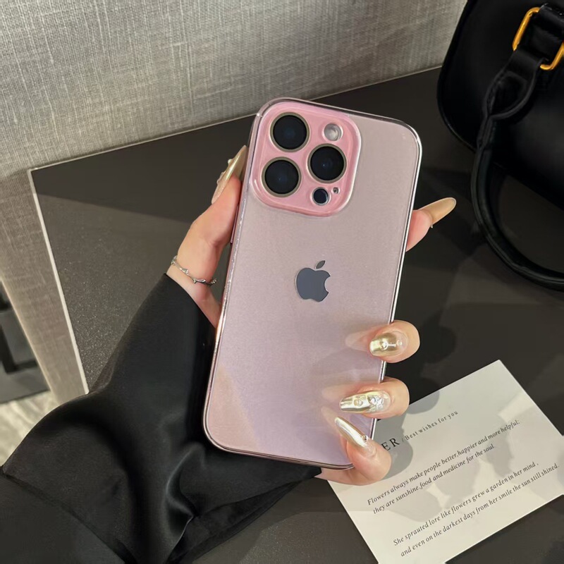 电镀冰感玻璃原机色适用iPhone16手机壳15纯色14情侣13新款12外壳|undefined