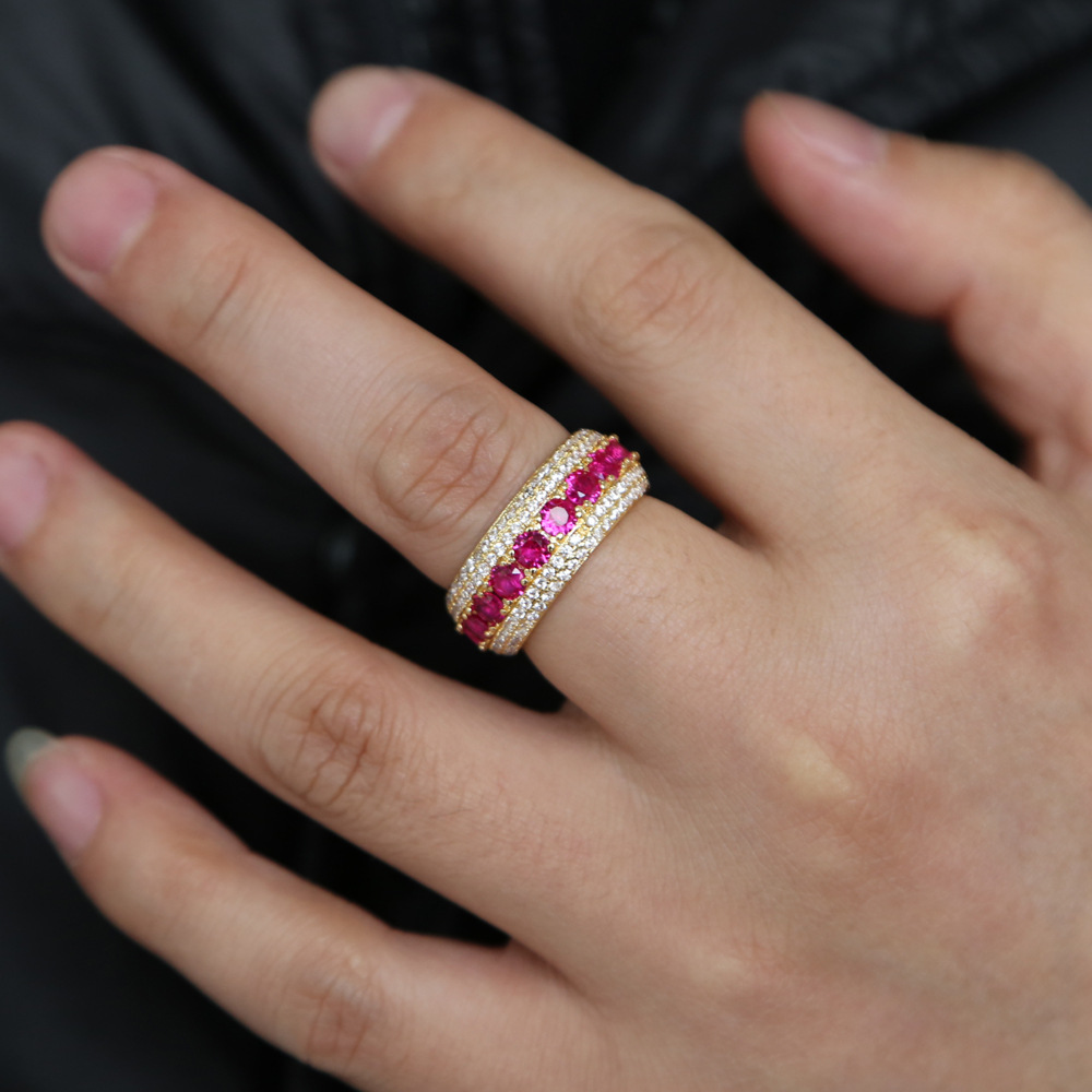 10, 7 Ring Size 1 Piece Quantity Hip-hop Round Copper Inlay Zircon Men's Rings