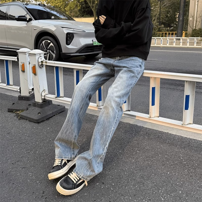 American High Street Retro Washed Jeans Men's Summer New Slim Vibe Slimming Look High-End Straight Long Pants