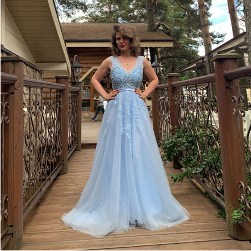 Vestido de Noche con Cuello en V para Mujer de Encaje Sin Mangas para Fiesta image 15