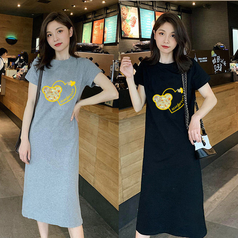 Women Slim Fit Summer Dress Black Short Sleeve School Wear