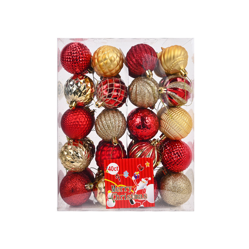 Navidad 6cm 40PCS set pintado plástico galvanizado bola de Navidad árbol de Navidad atmósfera de vacaciones bola de decoración