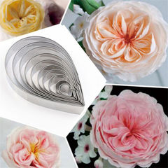 Stainless steel English-style sugar flower mold, waterdrop rose cutting mold, Austin rose large set cake baking mold