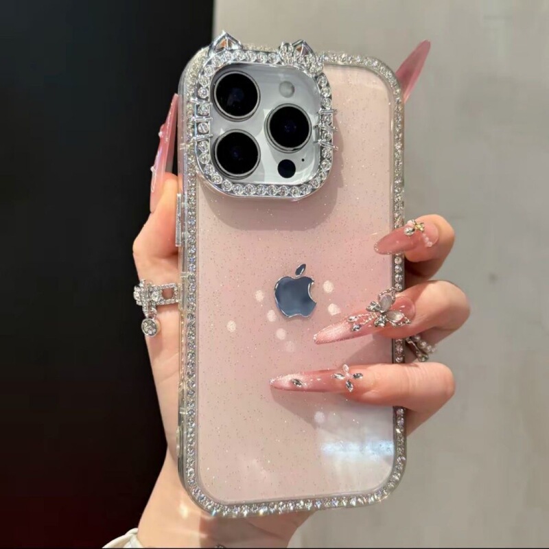 猫耳朵镶钻渐变色适用iPhone16pro手机壳苹果15网红14promax女13|undefined