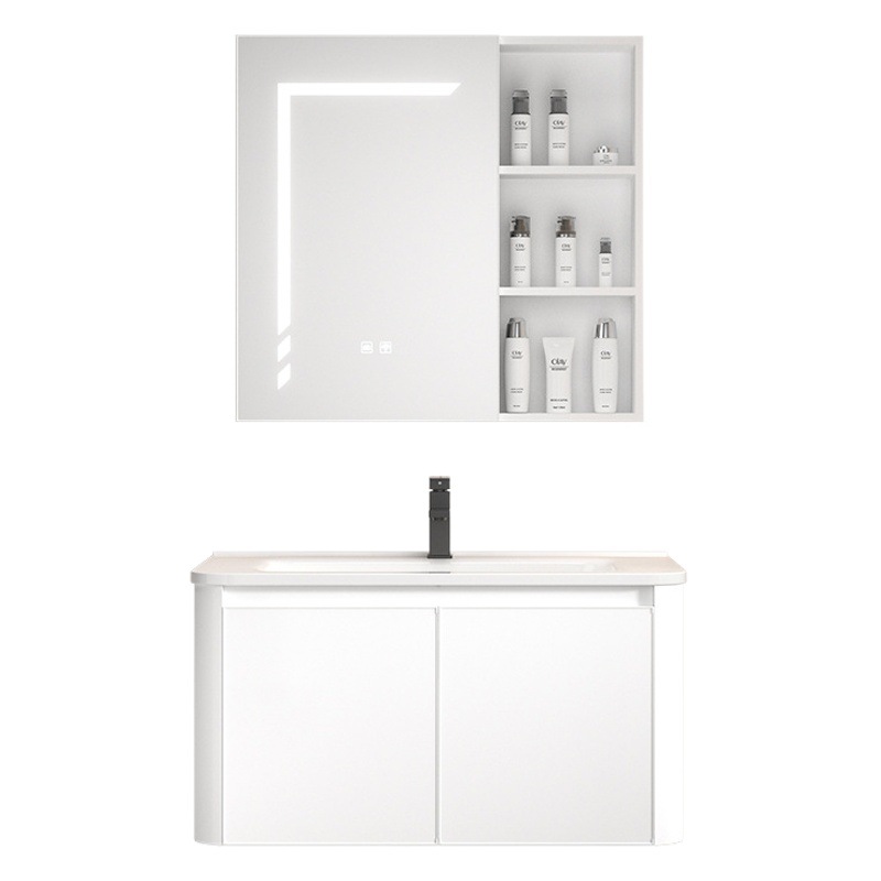 Estilo crema baño Baño gabinete lavabo gabinete combinación espacio aluminio lavado lavabo piscina lavabo Mesa cerámica integrado lavabo