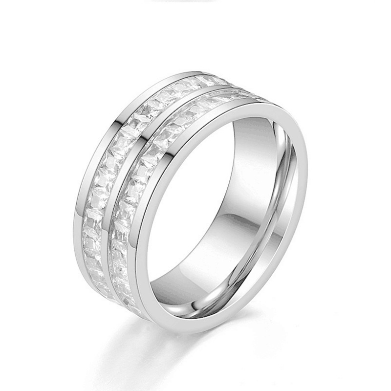 7g Weight Zircon Inlay Material Rings Classification 13, 5 Ring Size 1 Piece Quantity Holiday, Daily Occasion Titanium Steel Material Geometric Pattern Women's Gender Inlay Design Basic, Modern Style, Classic Style Style Wholesale Jewelry Basic Modern Style Classic Style Geometric Titanium Steel Zircon Inlay Rings 14