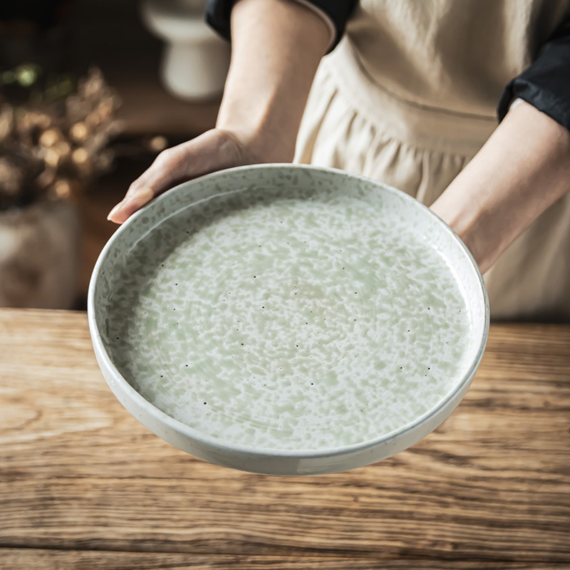 Platos de cerámica en relieve retro de alto valor de cara de filete casero, plato de pasta, plato de fruta práctico, plato de postre