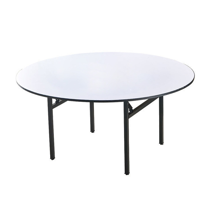 Factory Direct Sales Household Pvc White Leather Round Table Hotel Restaurant Restaurant 10 People 15 People 20 People Foldableing Dining Table