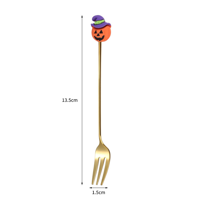 ステンレス鋼ハロウィーン食器セットフォークスプーンクリエイティブ漫画デザートスプーンコーヒー攪拌スプーンフルーツフォークデザートフォーク|undefined