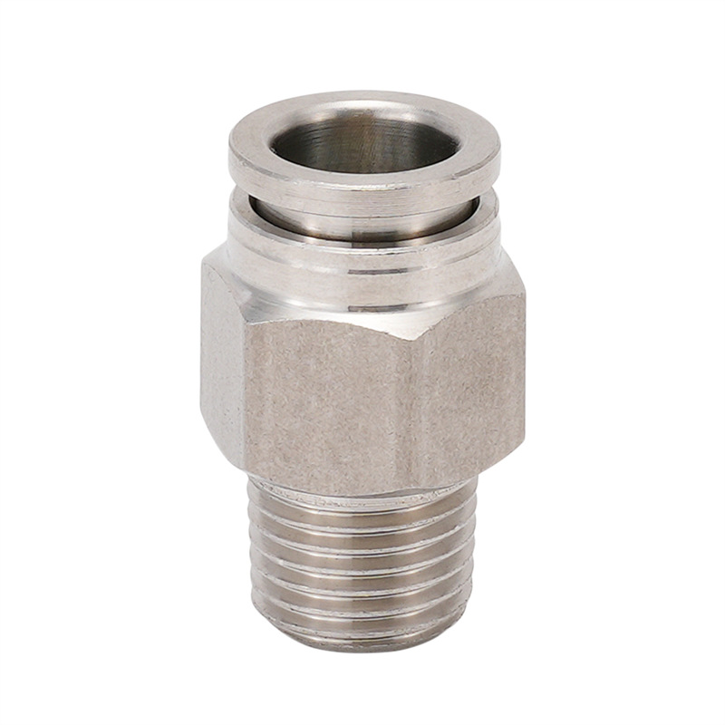 Acero inoxidable 304 conector rápido neumático de 8mm tubo de aire rápido enchufe directo a través de alta presión de alta temperatura PC8-02 / PC6-02 / 03