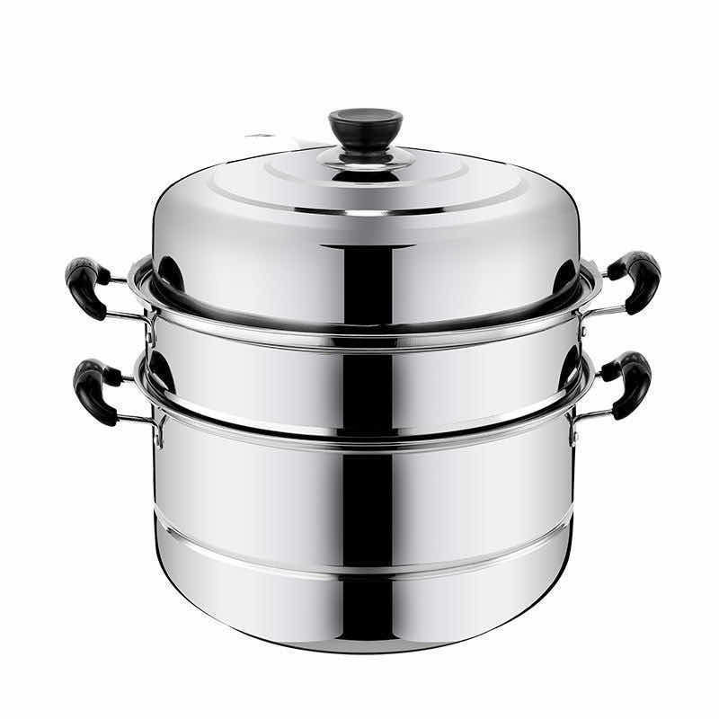 ステンレス蒸し器 3層 3層蒸しパン蒸し器 厚みのある2層 家庭用小型ガスストーブ 価格耐性|undefined