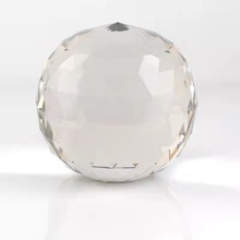 廠家批發透明水晶實心刻面球 水晶單平球 玻璃光源燈飾球掛件