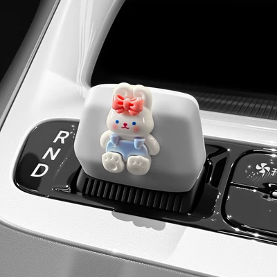 Geely Xingyue Proton/Emas5 Center Console Gear Button Cute Silicone Protective Cover Car Interior Decoration Accessories (Car interior film) - star-wish-original-car-gray-big-head-cake-rabbit-gear-handle-cover