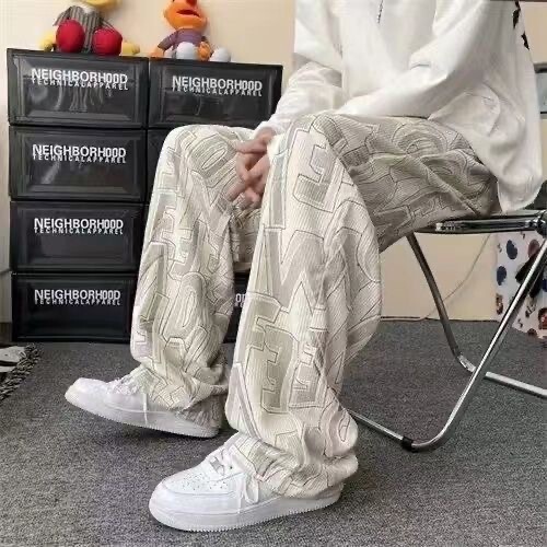 2026 Japanese-Style Corduroy Pants for Men, Trendy Full-Print Straight-Leg Casual Pants, Autumn and Winter Versatile High-Street Wide-Leg Pants