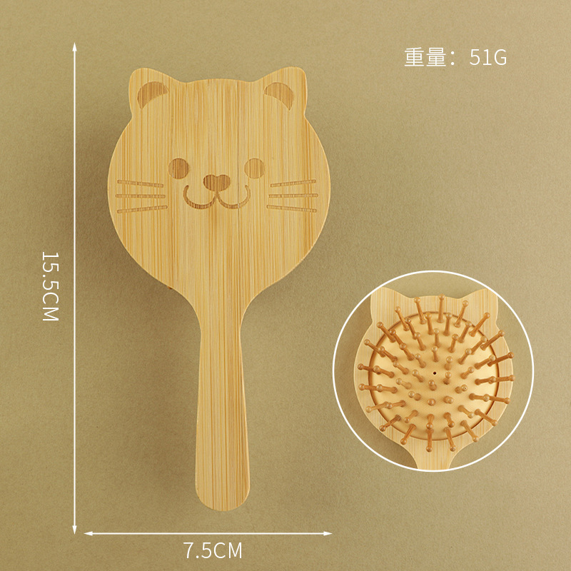 Nanzhu ミニエアクッションコーム子供用ポータブル小型コームふわふわ頭蓋骨エアバッグコーム女性の頭皮マッサージ木製コーム|undefined