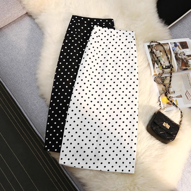 Straight Polka Dot Suit Skirt for Women Autumn and Winter High Waist Mid-Length A-Line Skirt 2025 New Hip-Hugging Skirt Trendy