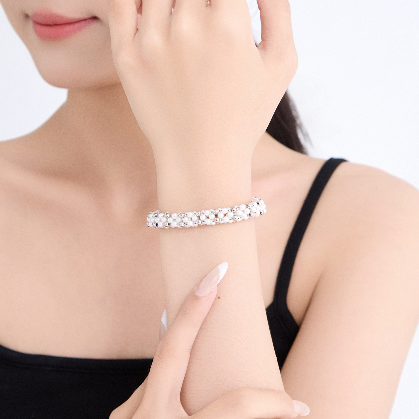 Pulsera Multicapa con Perlas Sintéticas de Aleación de Cobre, Galvanizado, para Regalo