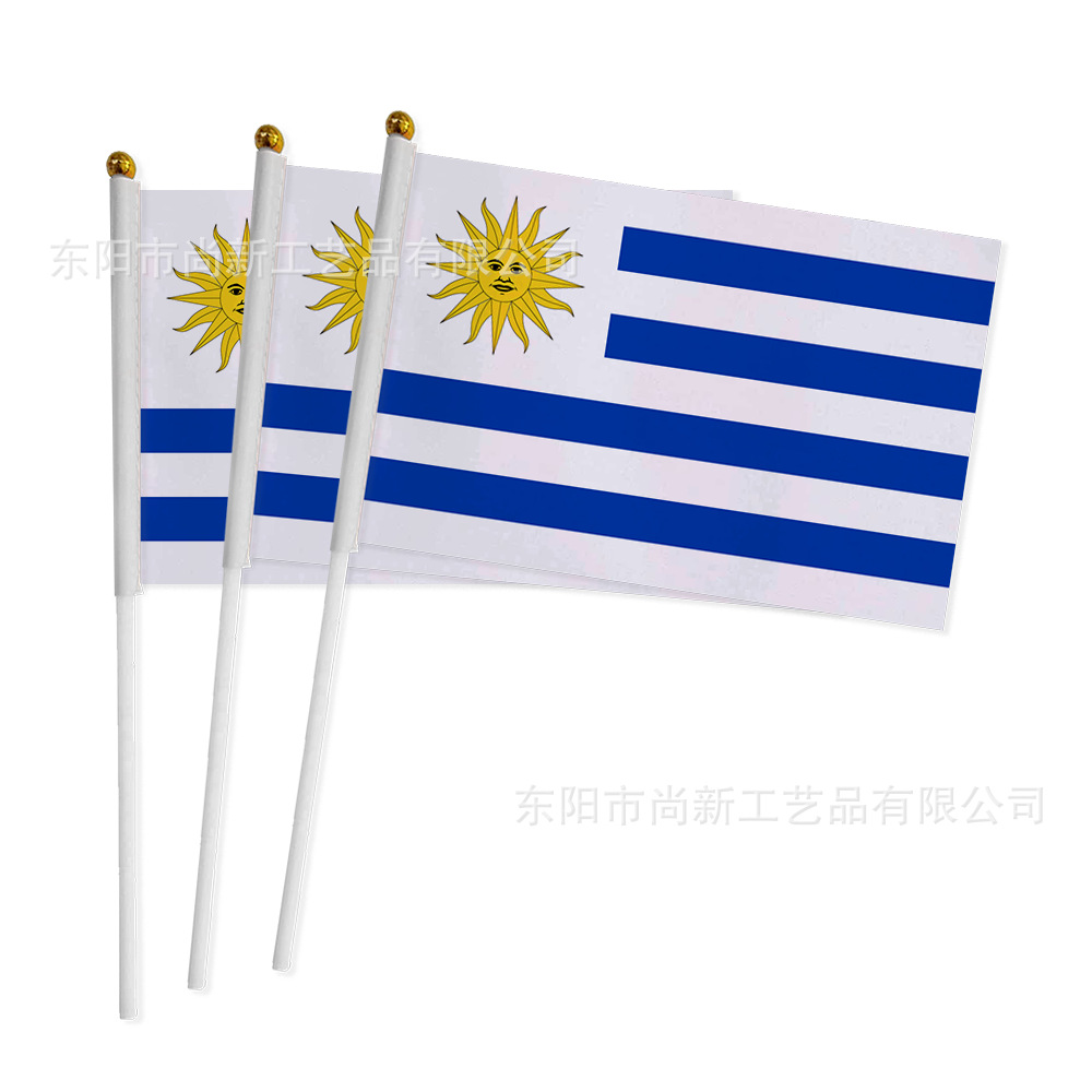 20 × 28cm Bandera del mundo con bandera de mano con barra de bandera de poliéster impresa en pantalla