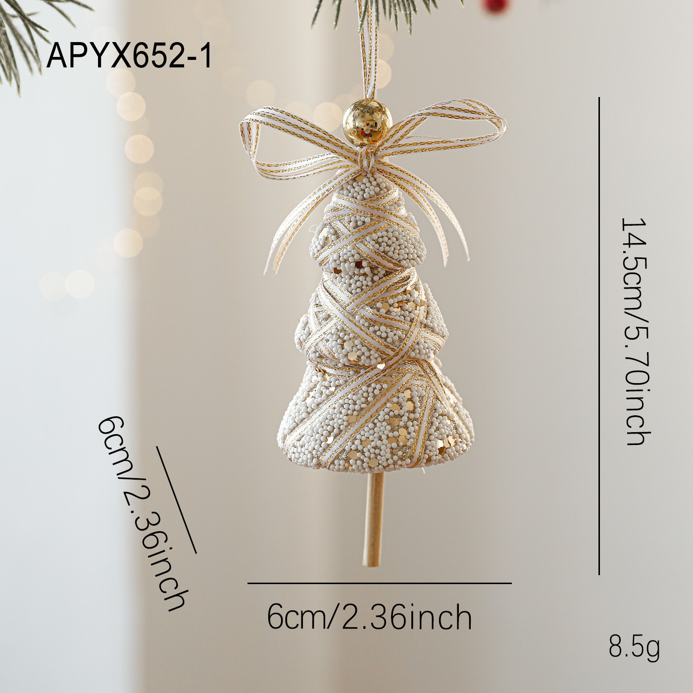 Nuevos colgantes de Navidad de espuma de color champán polvo adhesivo envoltura tela decoración de árbol de Navidad colgantes de perlas diseño de escena de forma especial