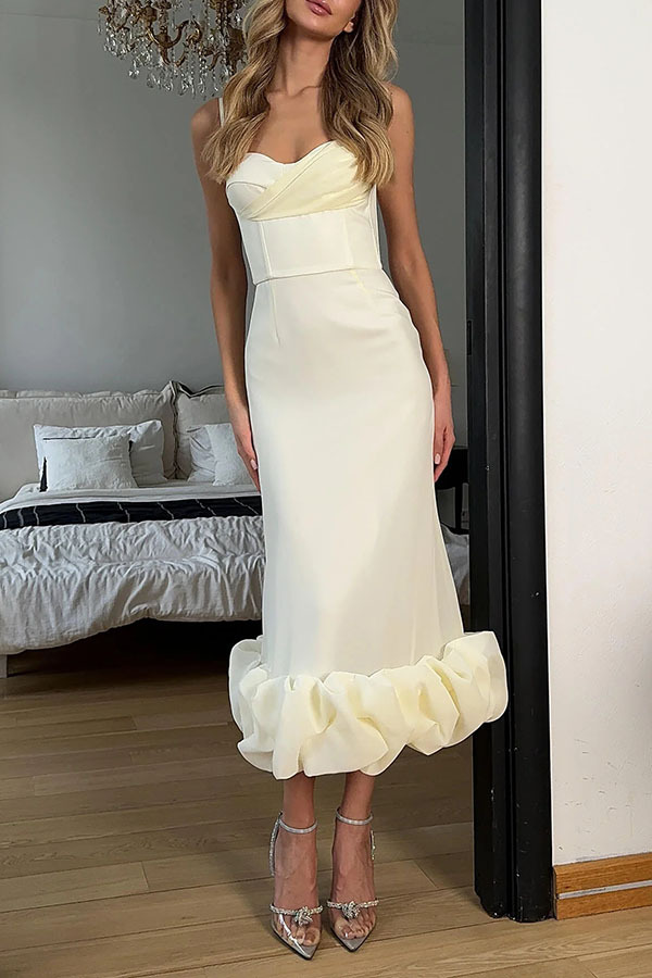 Elegant Solid Colour Strap Dress For Women Slim Fit Swing Style_voghion.com