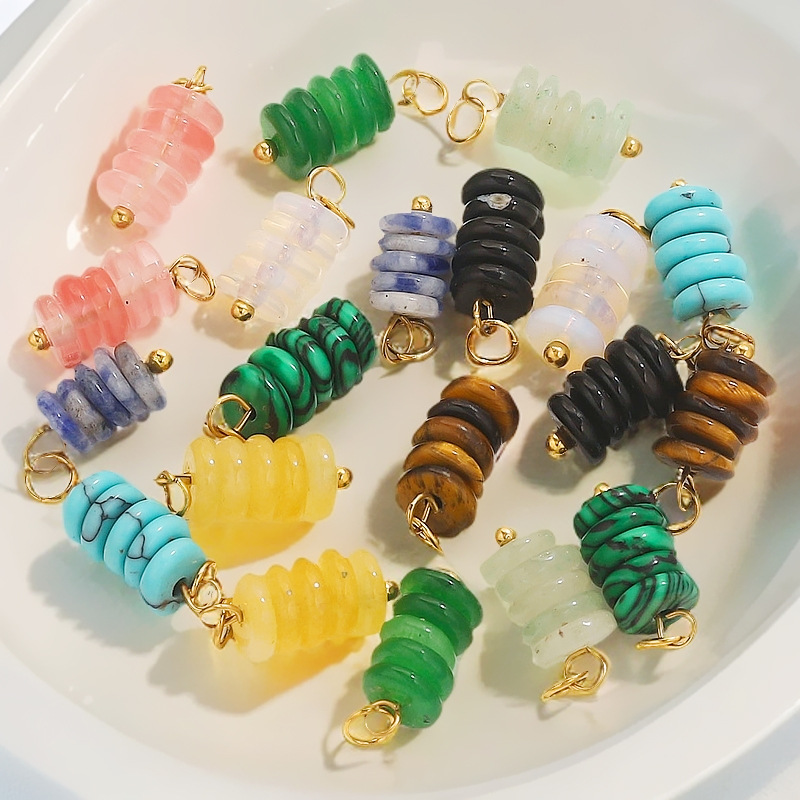 Acero inoxidable ojo de tigre piedra piedra natural perlas DIY joyería hecha a mano cuentas pendientes pulseras accesorios