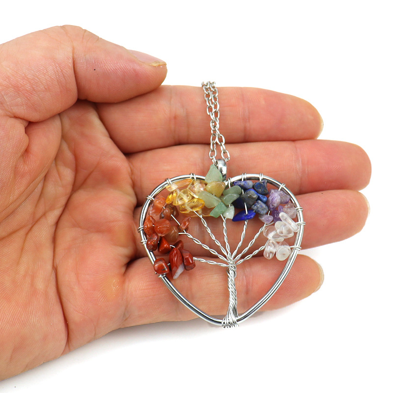 1 Piece Quantity Fashion Tree Heart Shape Artificial Crystal Copper Beaded Hollow Out Pendant Necklace 1 Piece