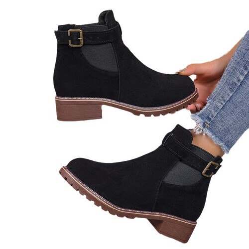 Women's Large Martin Boots Autumn/Winter New Full-coverage Martin Boots TEUM Casual Short Boots for Women