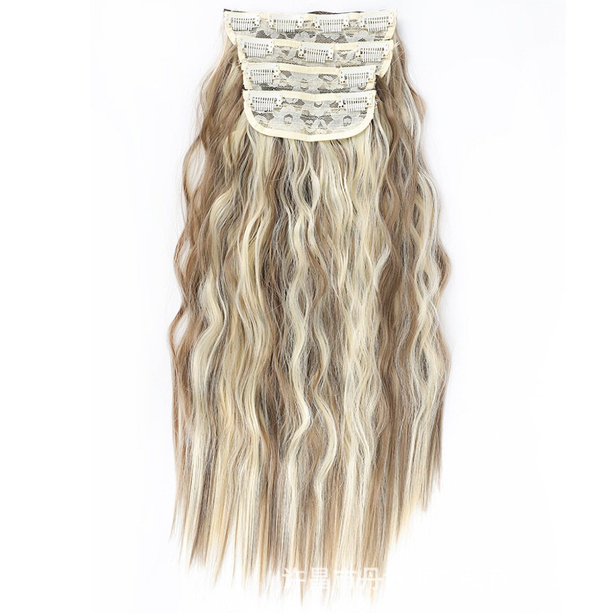 Comercio exterior transfronterizo, peluca europea y americana de cuatro piezas, extensión de cabello ondulado de agua, fibra química de simulación invisible natural, peluca rizada