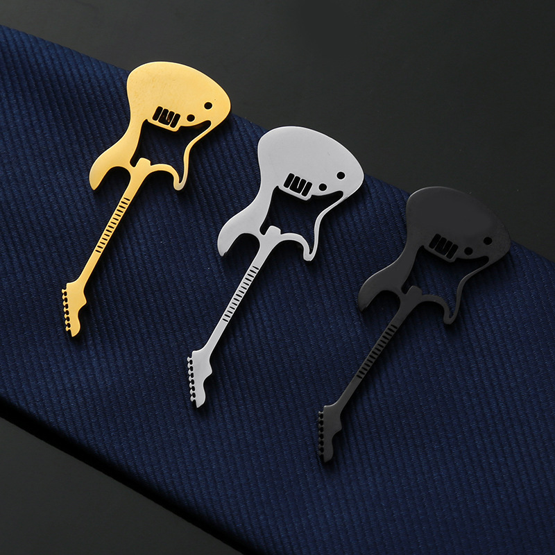 Music tie clip guitar note piano shape men's wedding suit collar clip metal fashion security collar clip