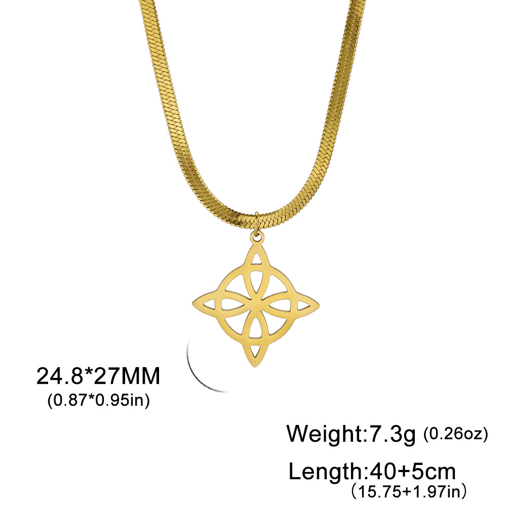 Foreign Trade Export Hot Sale Simple Titanium Steel Cut Hollow Witch Knot Pendant Snake Bones Chain Combination Stainless Steel Necklace display picture 3