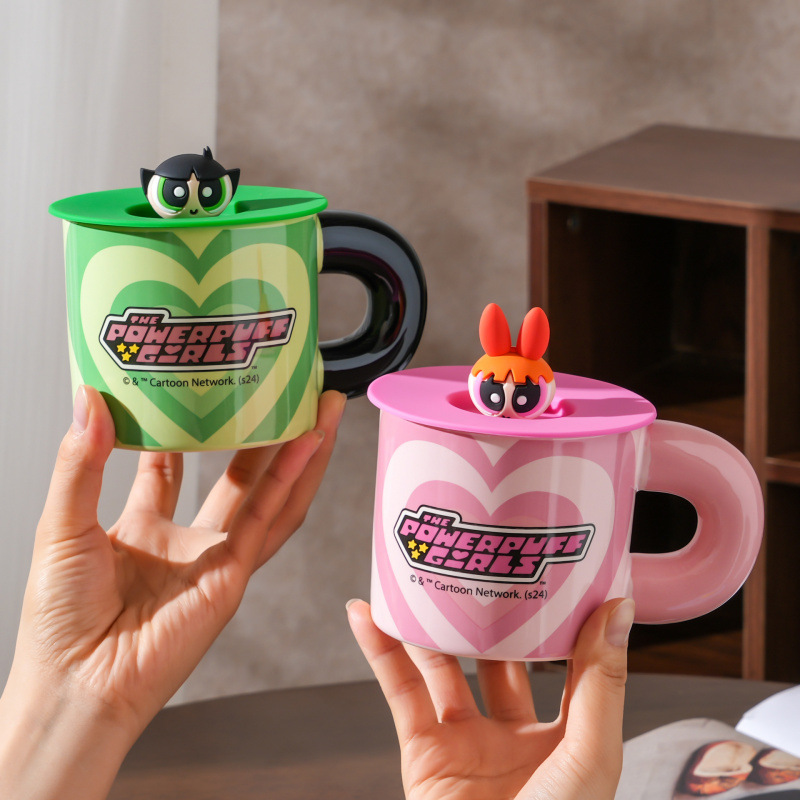 Flight Girl Cop Copper genuino taza de cerámica de dibujos animados con taza de agua casera encantadora taza de enjuague creativo al por mayor