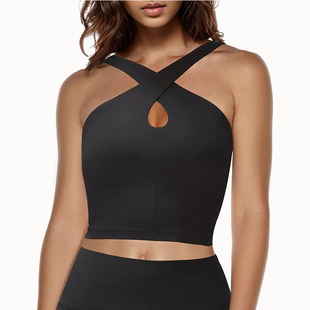 Cross-border European and American sexy outer wear cross hollow vest one-piece halter underwear women's yoga sports bra OK41