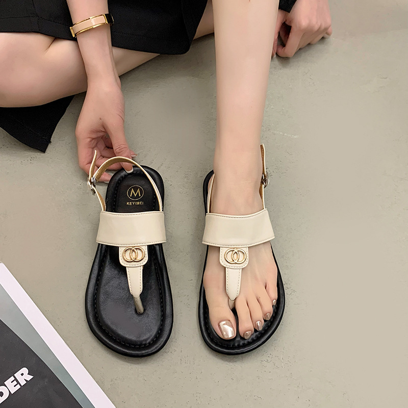 Sandali infradito retrò rossi netti estivi nuovi sandali infradito da donna S Ins scarpe da spiaggia piatte al mare dal design di nicchia alla moda_voghion.com