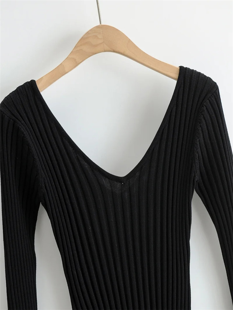 elastic slim-fit knitted dress NSLD24041