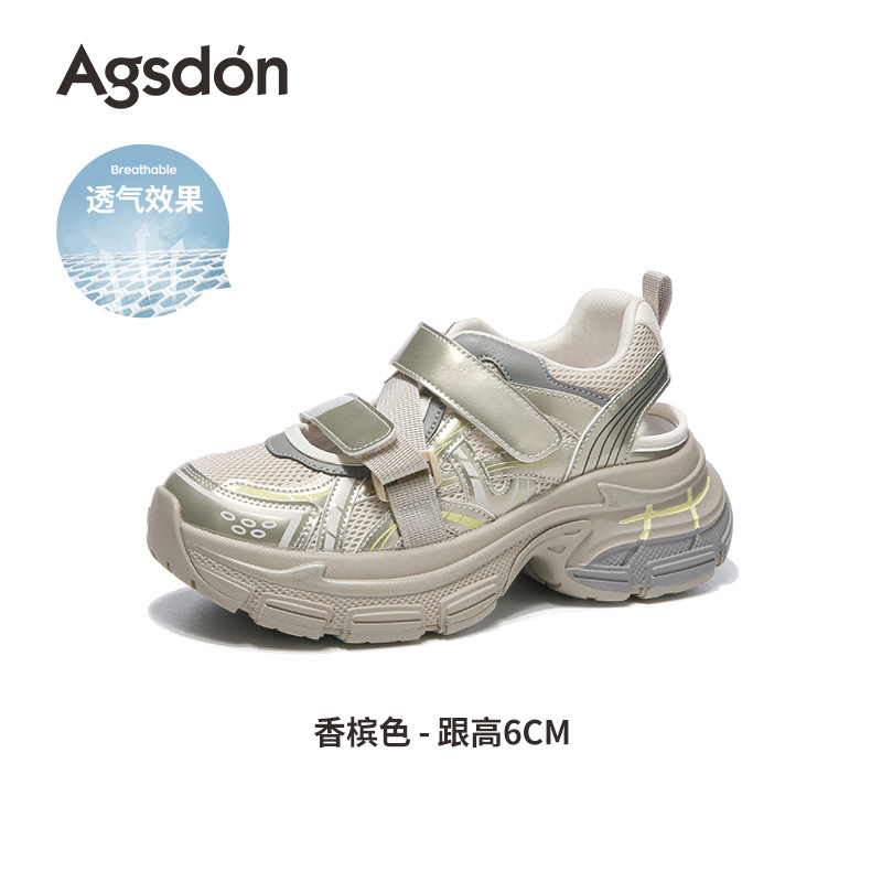 Sandalias deportivas Augusden para mujer, novedad de verano 2026, para exteriores, con suela gruesa, huecas, con velcro, para senderismo, estilo dad shoes.