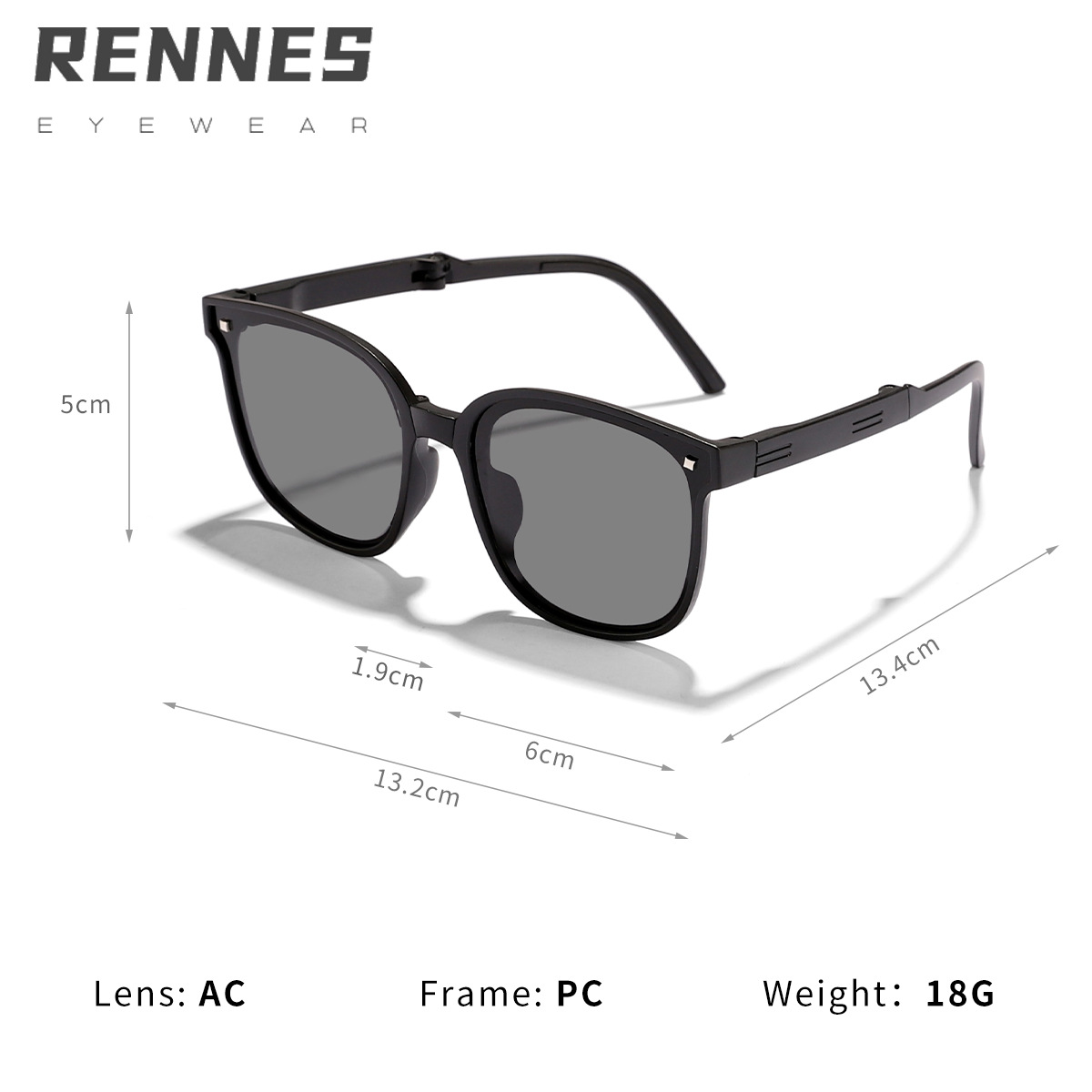 Gafas de sol con montura cuadrada con clavos de arroz plegables para niños nuevas transfronterizas