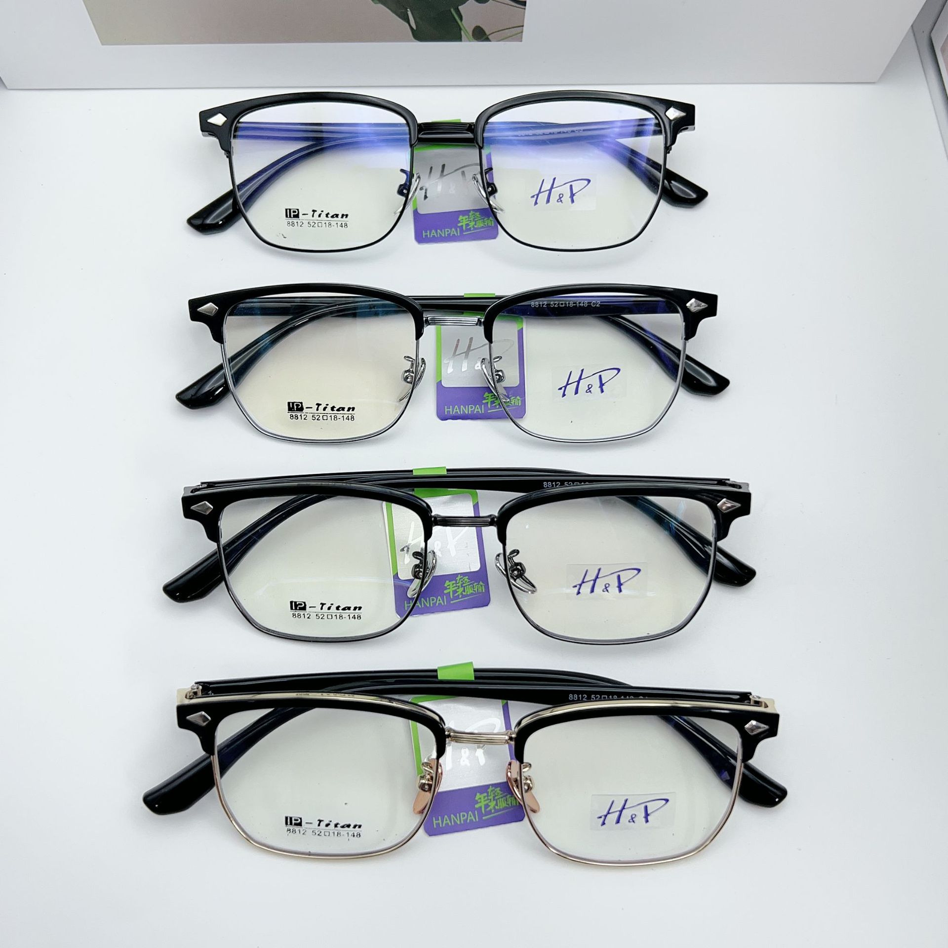 Men's Business TR90 Clip Eyebrow Rack All-match Square-style Handsome Alloy Eyebrow Rack for Short-sighted Eye Frame