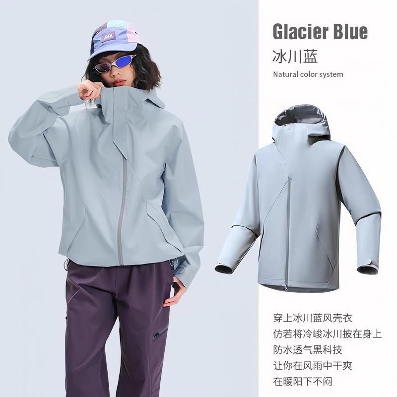 2025春秋户外冲锋衣小个子女生防风防水登山服男连帽情侣夹克外套|undefined