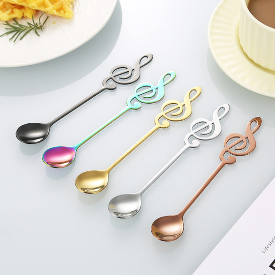 Note Spoon 304 Stainless Steel Coffee Mixing Spoon Creative Dessert Spoon High-grade Mug Spoon Hand Gift Small Spoon