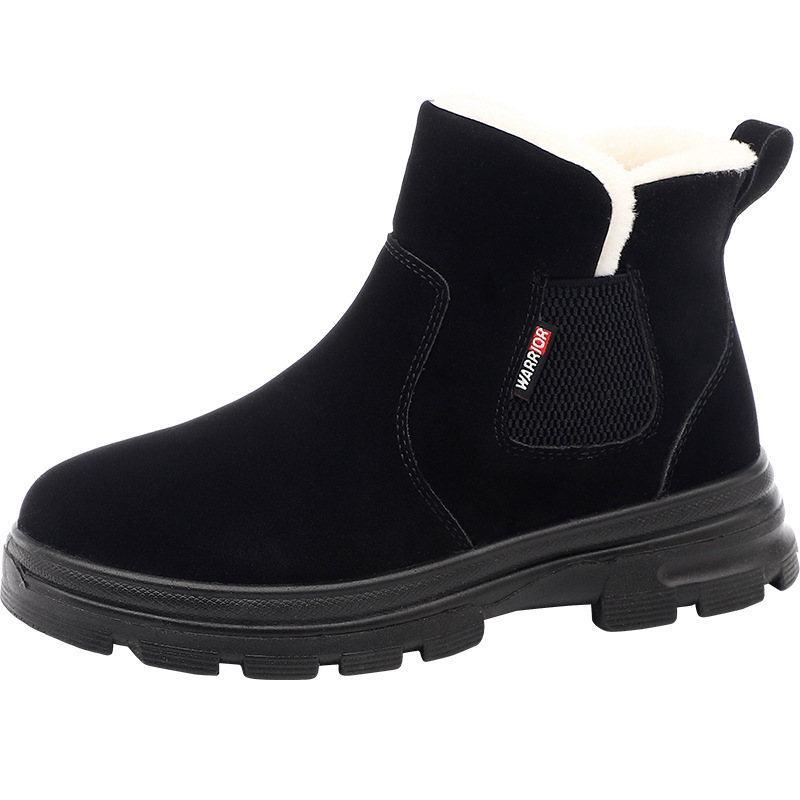 Huili nuevo tipo de pareja con botas de nieve de veludo en invierno, zapatos de algodón de moda, zapatos cómodos de estilo coreano