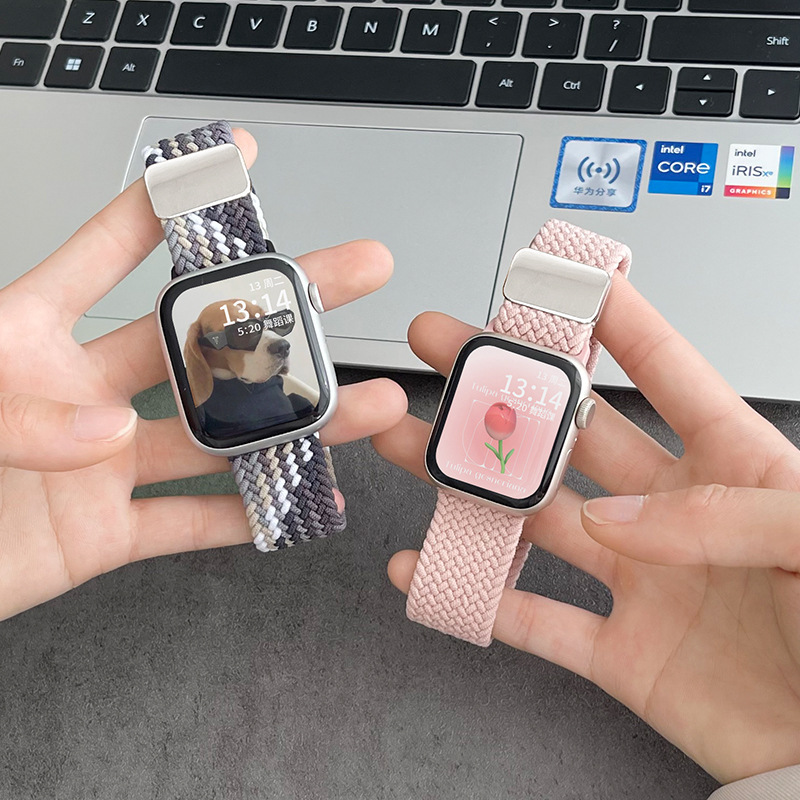 for iwatchs9/s10 strap woven ise2 apple s8s7 nylon watch strap girls s6s5 summer
