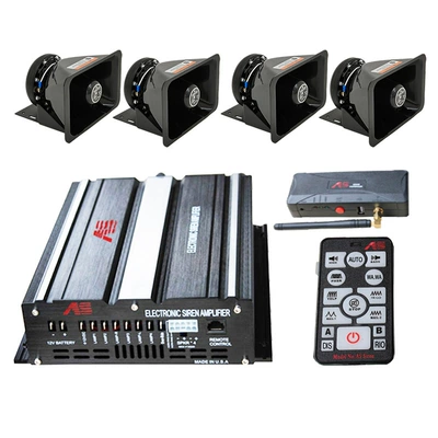1200W car-mounted wireless alarm amplifier siren car loudspeaker high-pitched horn A10E-2 + black horn (Car horn/tweeter) - a10e-2-host-unit-a-set-of-12v-square-speakers